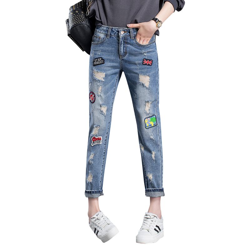 Acquistare Commercio Allingrosso 2017 Fashion Jeans Strappato Jeans Woman  Holes Pantaloni Denim Pantaloni Ricamati Patch Mendicanti Jeans Pantaloni  Le Donne Pantaloni Da Jeans Femminili Sciolti Economico | Consegna Veloce E  Qualità | DHgate Italy