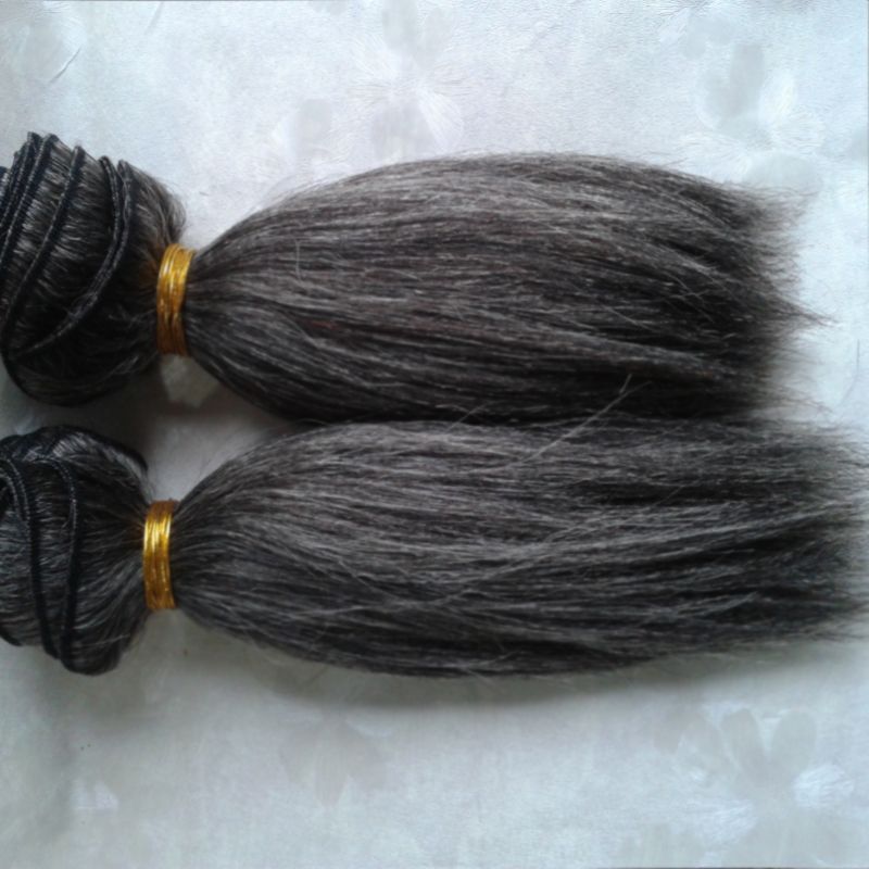 Brazilian hair extension mix black and grey hair bundles gray human hair weave for old women Brazilian hair extension mix black and grey hair bundles gray human hair weave for old women
