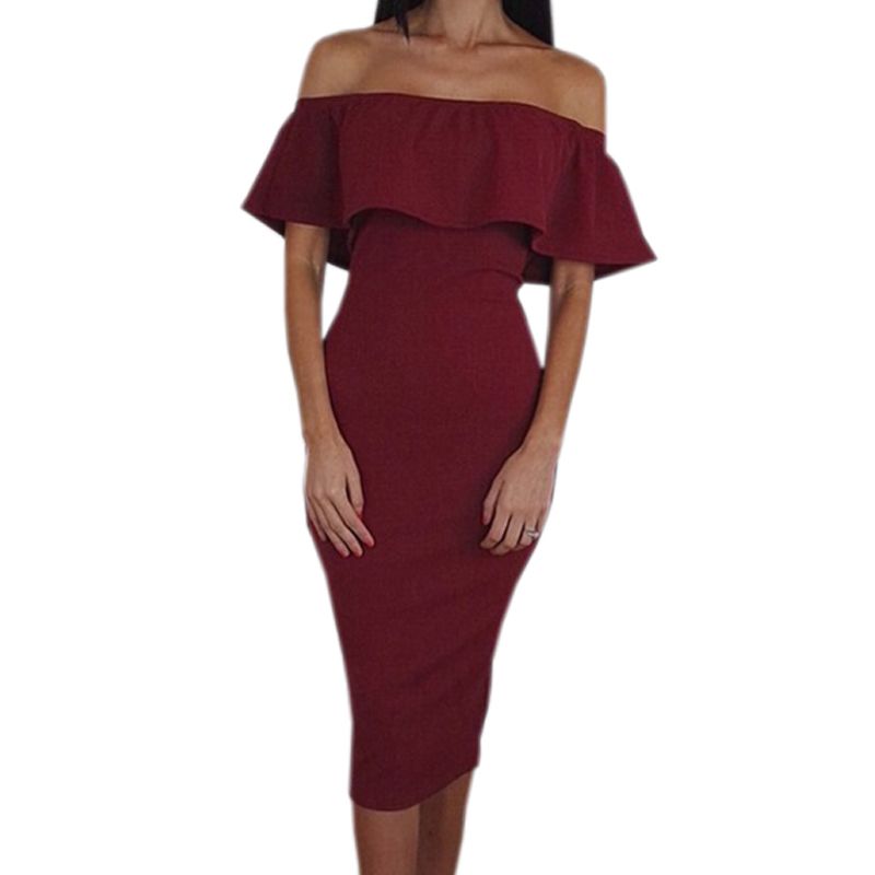 off shoulder pencil gown