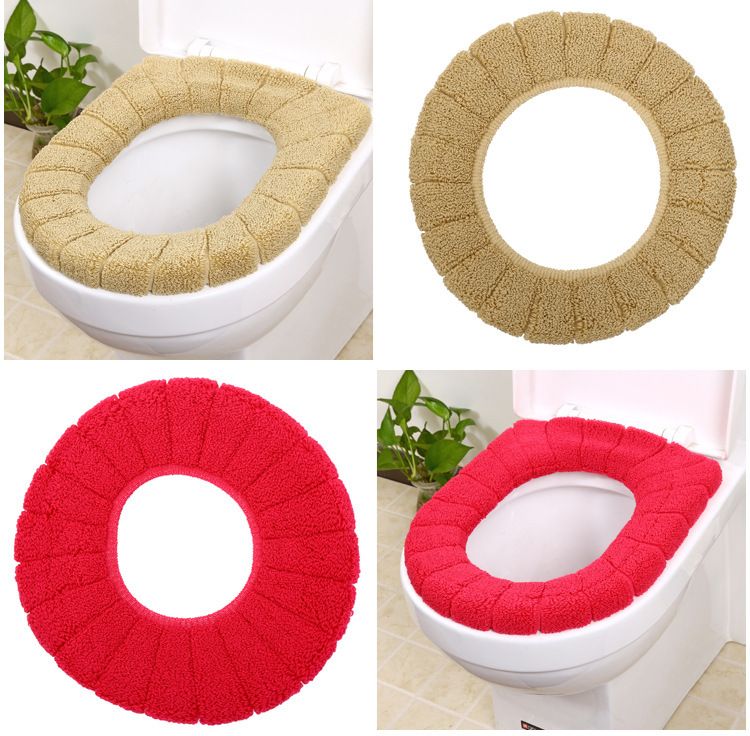 1pc Washable Comfortable Cloth O-Shaped Warm Toilet Seat Cover Mat Pad for Bathroom Home Bathroom Toilet Cushion Pads