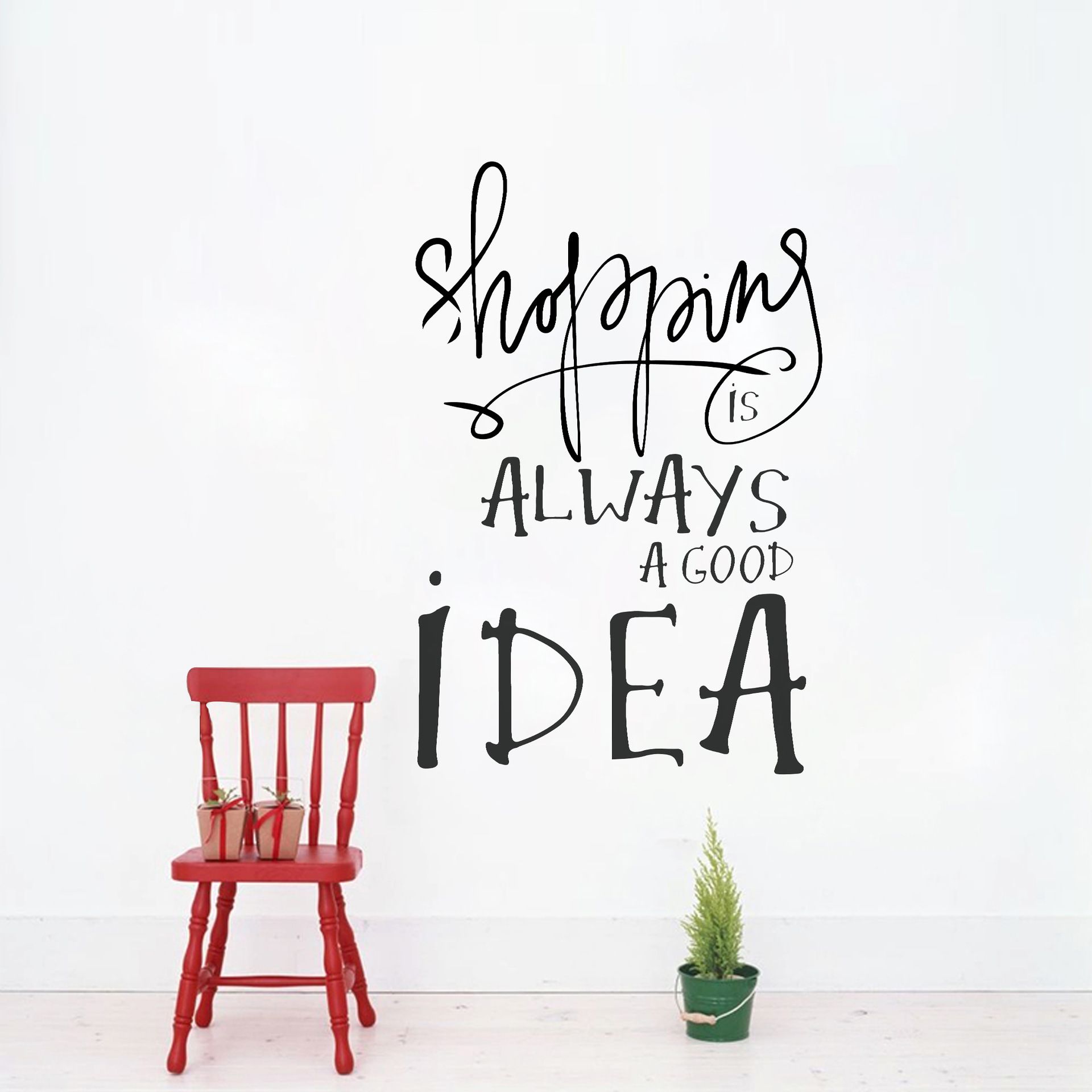 PVC Quote Wall Decals Wallpaper Creative English Letters SHOPPING IS