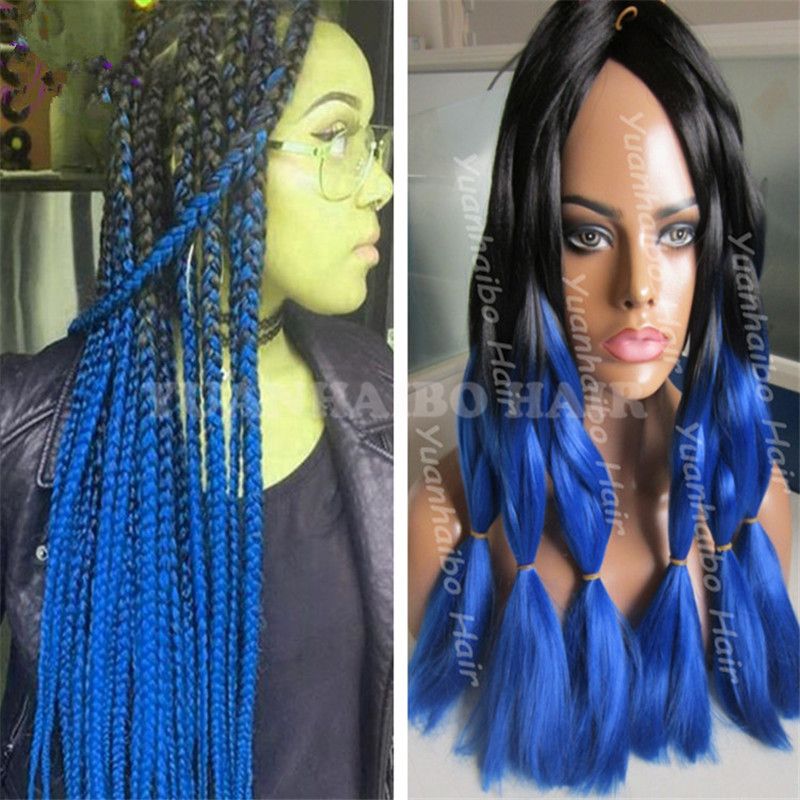 Wholesale Cheap Price in Folded Two Tone Black Blue Synthetic Jumbo Braids Ombre Braiding Hair By Yuanhaibowig Under 48 75 Dhgate Com