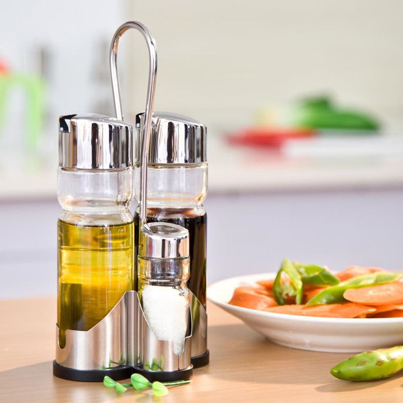 ,Glass Visible Seasoning Bottle,Salt Shaker Pepper Shaker Rotatable Cap Design,More Pouring Methods to Choose 5 Pieces Miorkly Olive Oil Bottle and Vinegar Bottle Dispenser Combination Kit