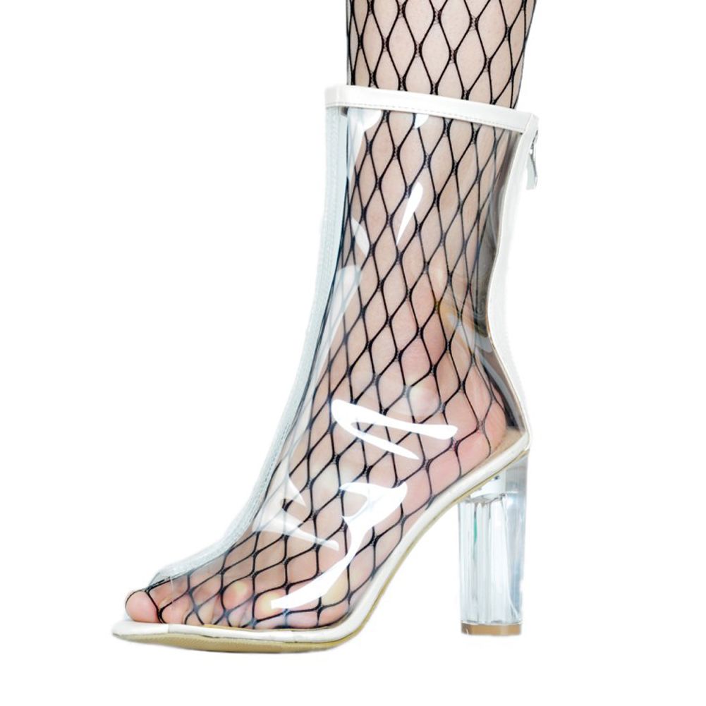 clear thick heel shoes