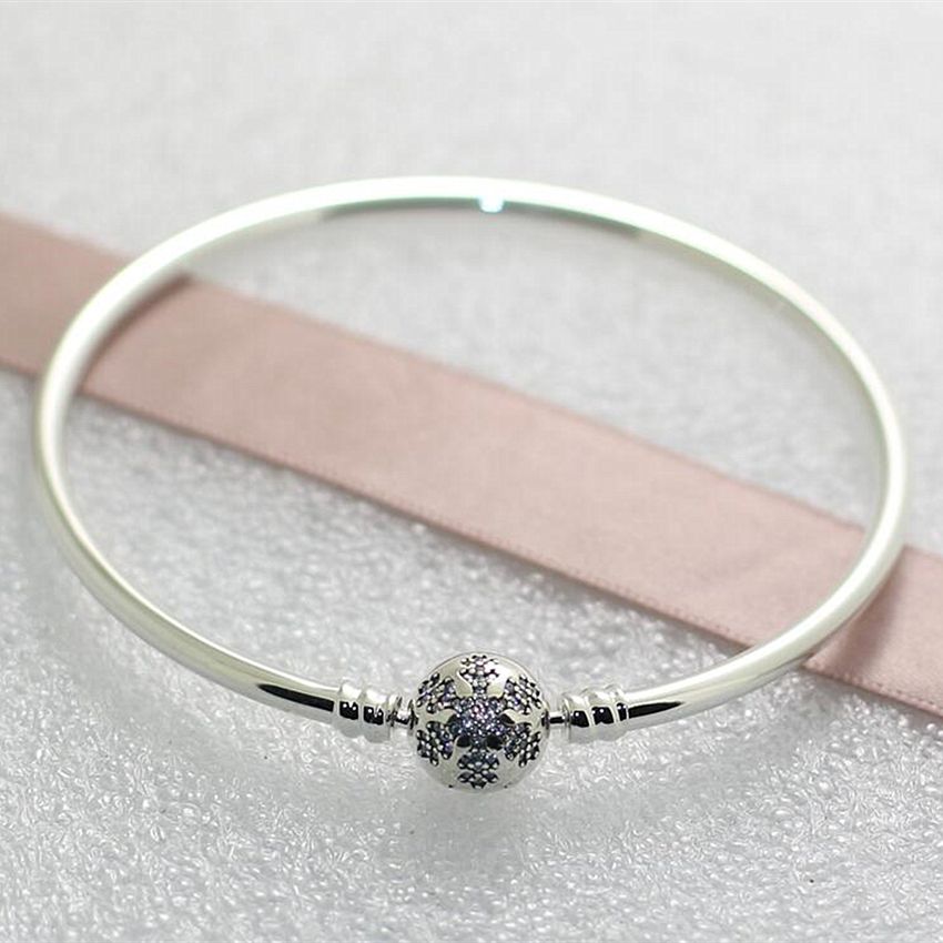 High Quality 100 925 Sterling Silver Unique Snowflake Moments Bangle