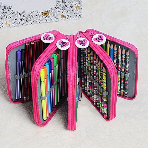 72 Holders 4 Layer Portable Oxford Canvas School Pencils Case Pouch Brush  Pockets Bag Pencil Holder