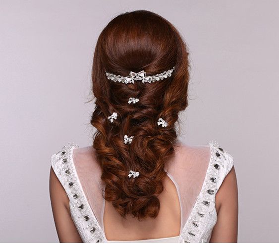 2019 Elegant Wedding Bridal Hair Accessories Rhinestone Bow Tie U