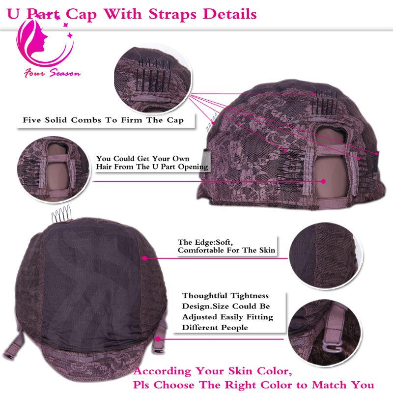 Fashion 180%density Ombre U Part Wigs Malaysia Remy Curly Upart