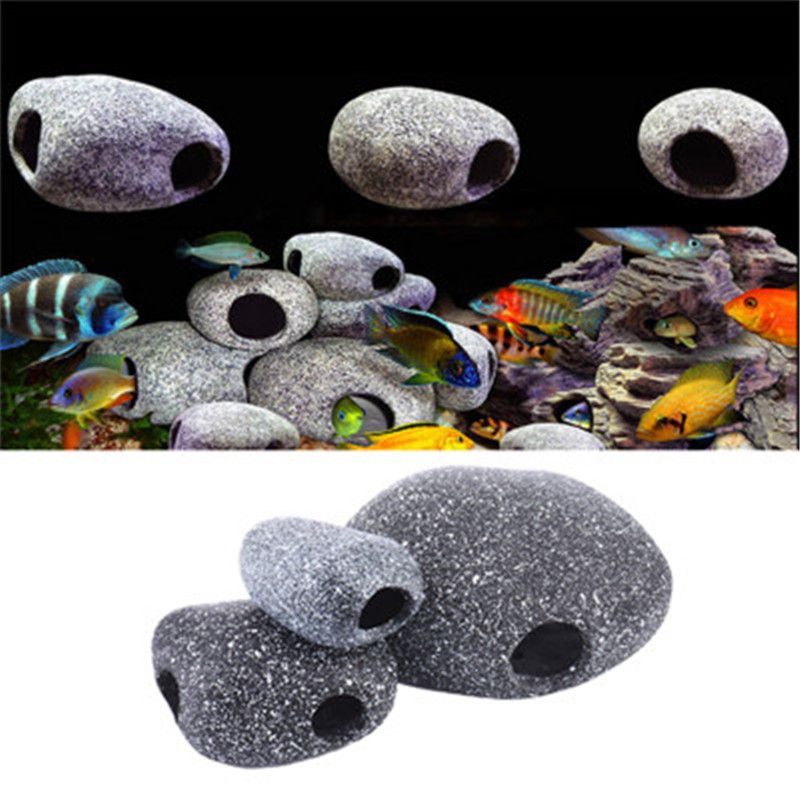 S M L Aquarium Decorative Ceramic Cichlids Rock Hiding Cave
