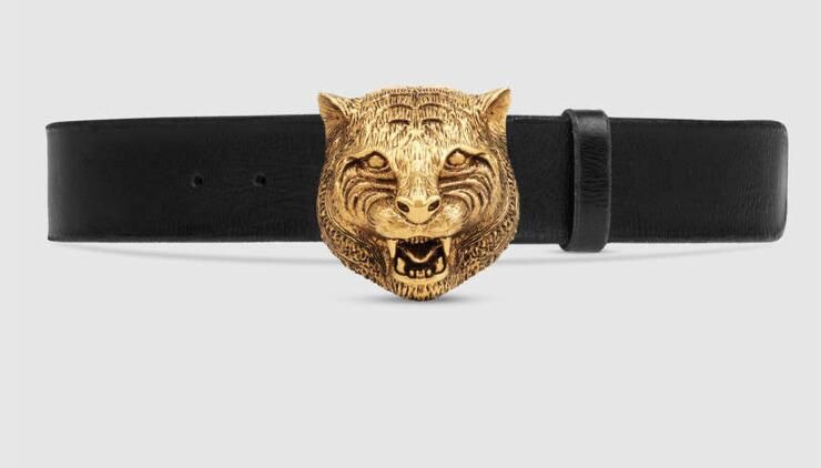 leather belt with feline head