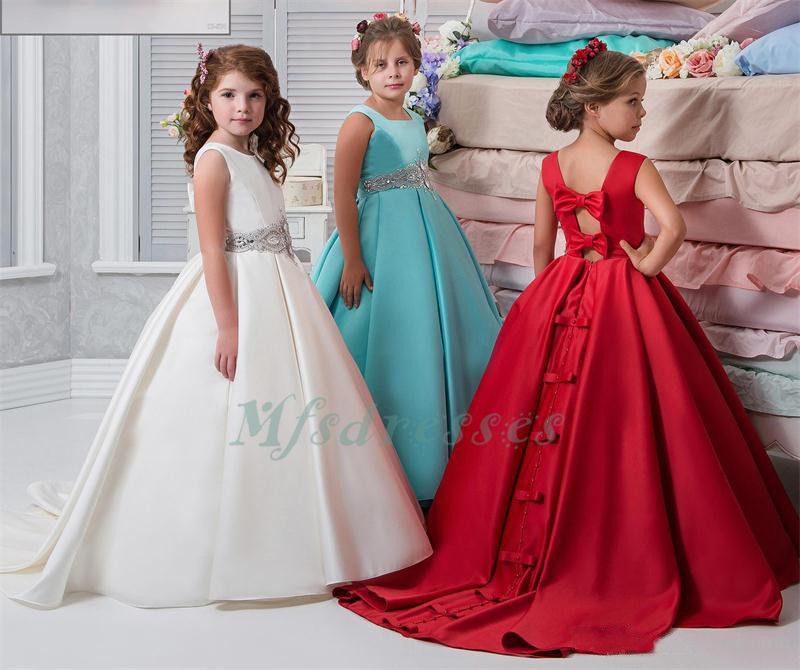 ivory and red flower girl dresses