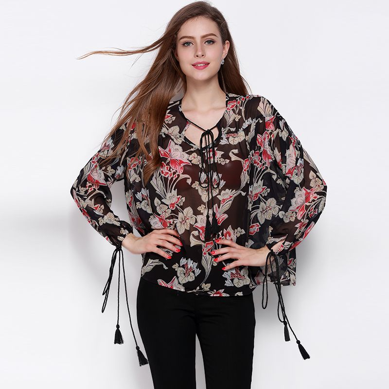 blusas drapeadas en chifon