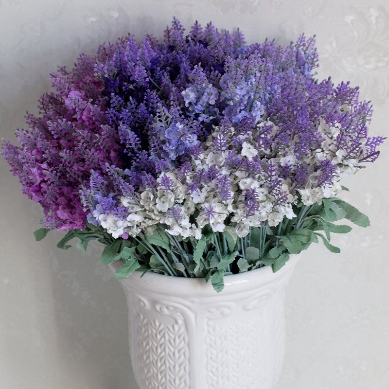 2021 Artificial Silk Lavender Flower 1 Bouquet 10 Head Fake Leaf Home