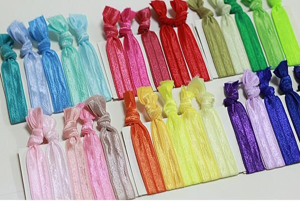 Mix New Knotted Ribbon Hair Tie Ponytail Holders Stretchy Elastic