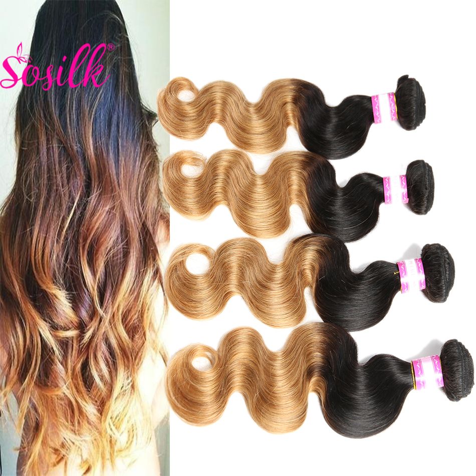 Peruvian Body Wave Virgin Hair Noble Ombre Hair Weave 4 Bundles