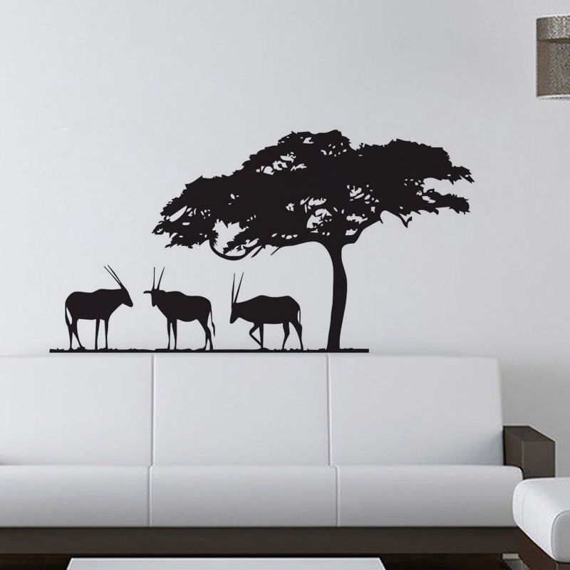 African Safari Wall Stickers Decoration Waterproof Self Adhesive
