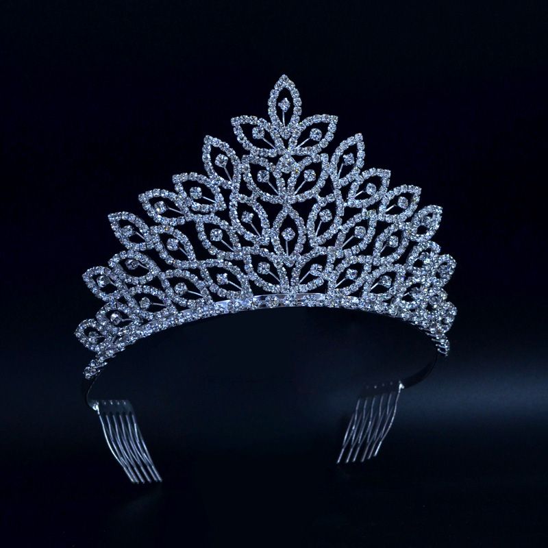 2020 Leaves Medium Beauty Pageant Queen Crown Rinestone Bridal