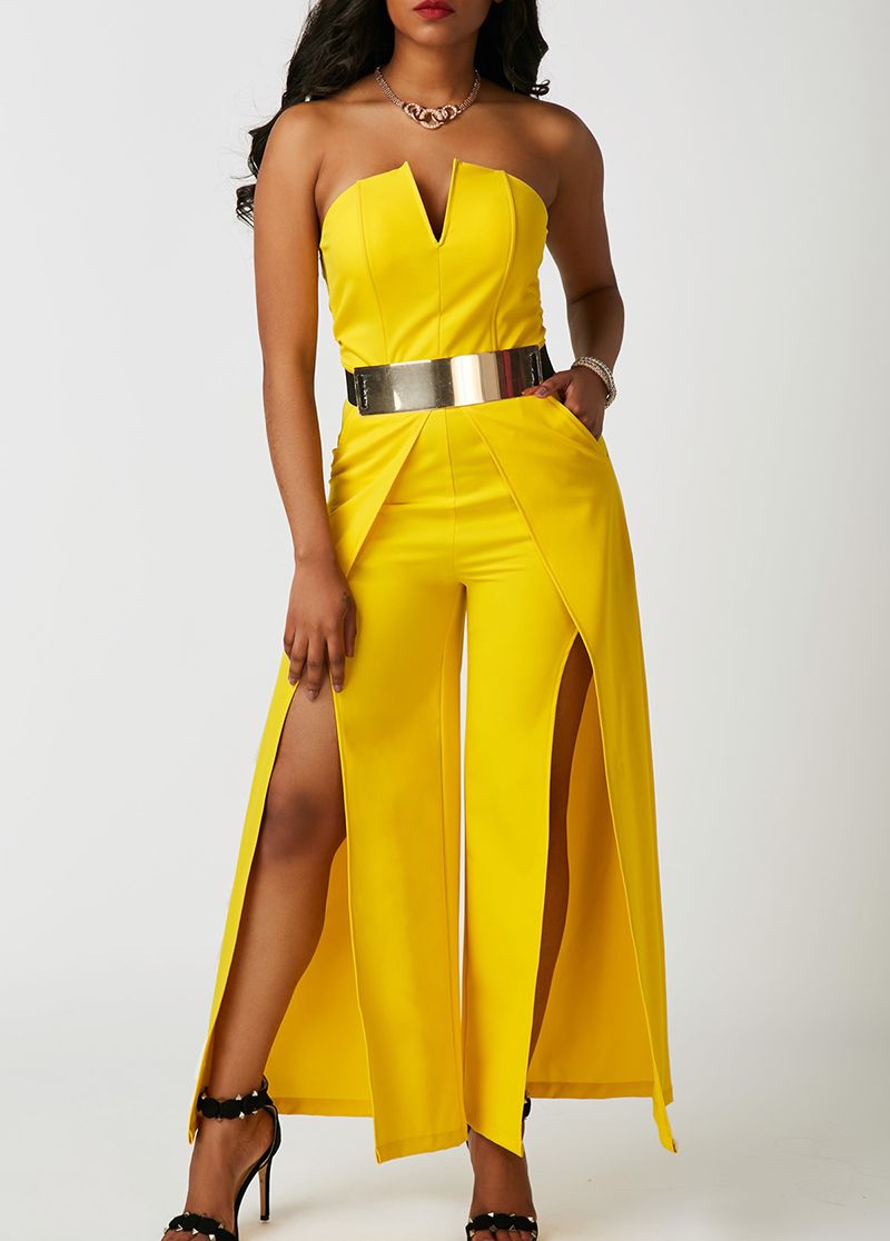yellow formal jumpsuit