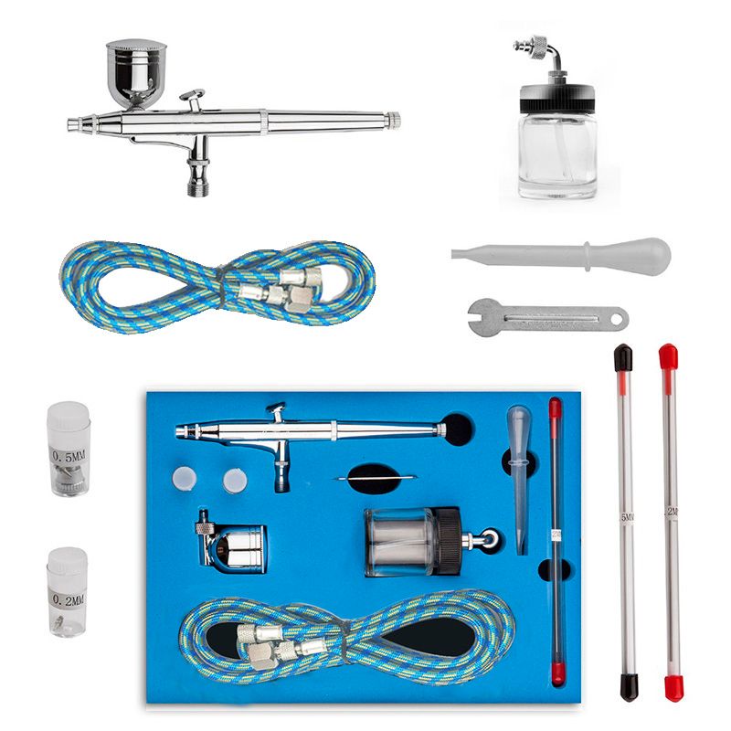 Dual Action Airbrush Kit 0.2mm/0.3mm/0.5mm Needle Aerograph Spray Art