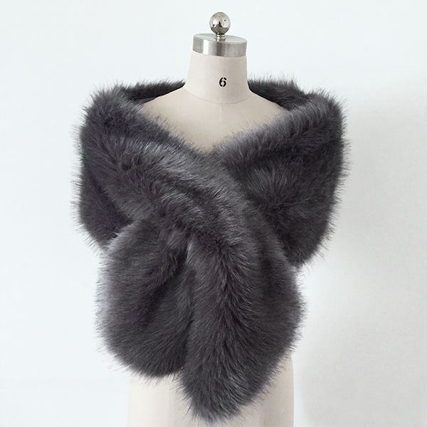 grey fur wrap wedding
