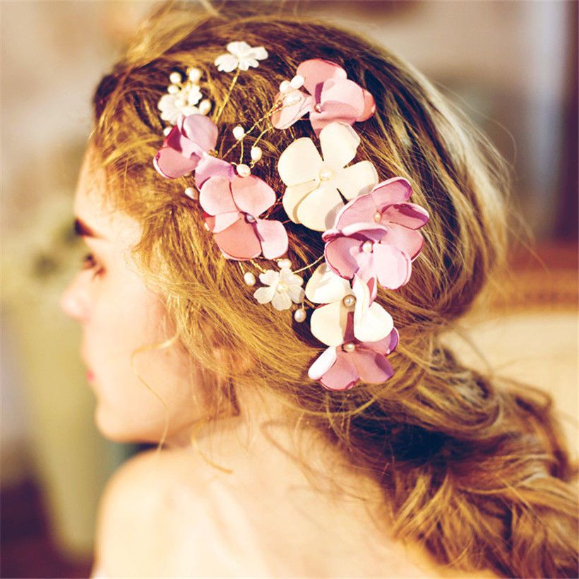 2020 Wedding Bridal Silk Flower Hair Accessories Headpiece Jewelry