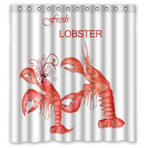 2019 Custom Lobster Shower Curtains Waterproof Fabric Bath Curtain