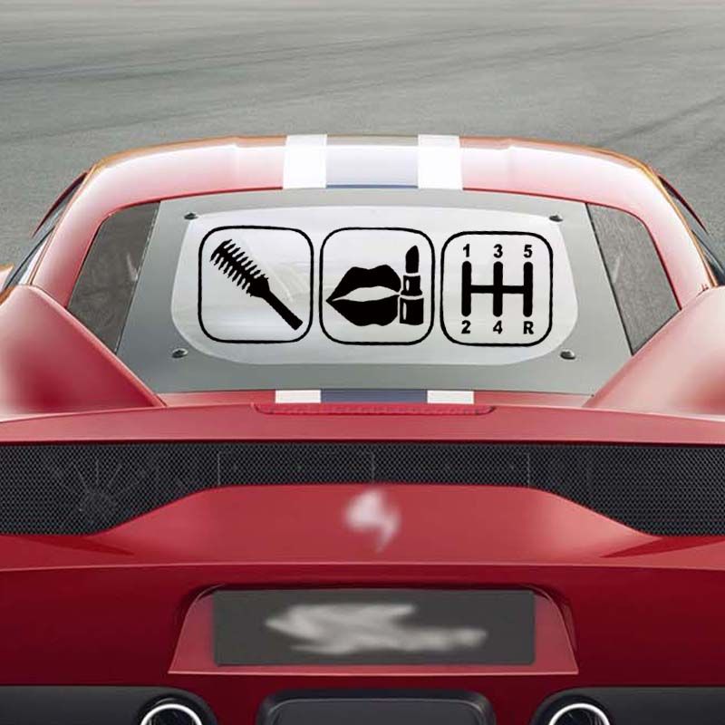 Brush Makeup Shift girl lipstick sticker Funny JDM race car window decal