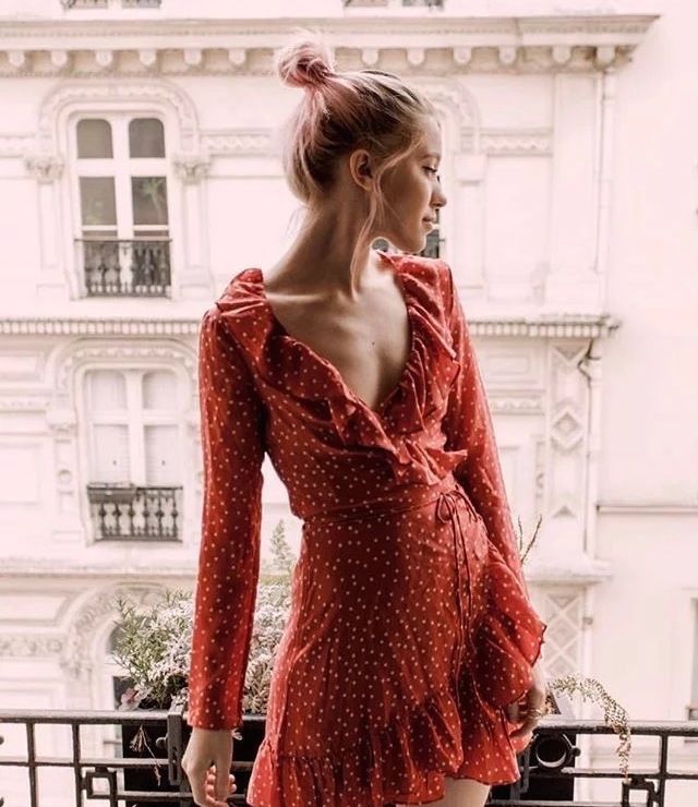 Ruffle Sexy V Neck Mini Dress Silk Long 