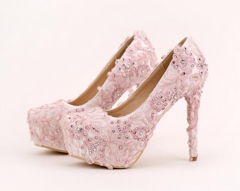 pink lace heels