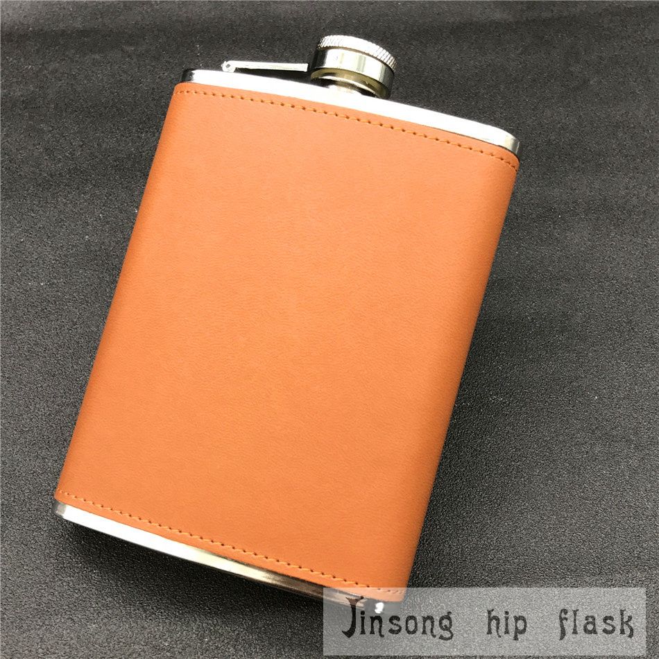 Best Quality 8 Oz Brown Leather Wrapped Hip Flask ,Food Grade Stainless ...