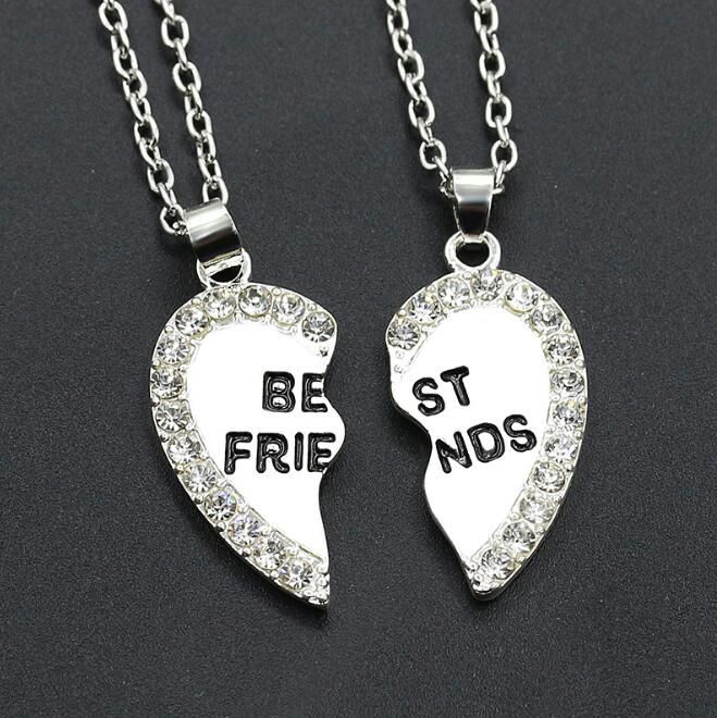 GOLD BEST FRIEND BFF NECKLACE BROKEN HEART CHARM PENDANT NECK LACE CHAIN