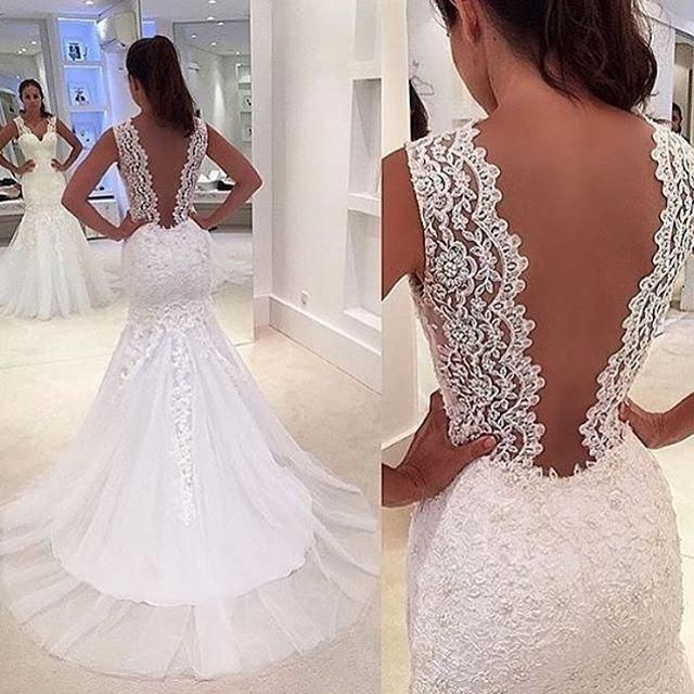 lace wedding dress no train