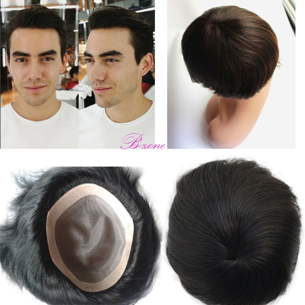 2019 Stock Human Men Hair Toupee 6x8 Fine Mono Base With Npu