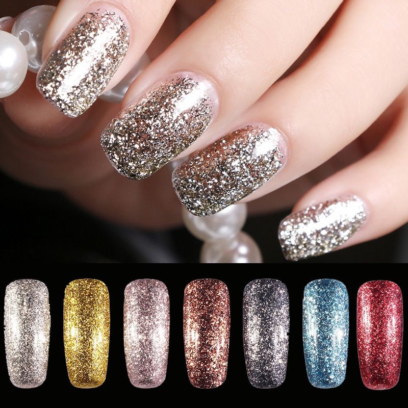 New Gold Foil Gel Nail Polish Long Lasting Nail Gel Vernis Semi Permanent Glitter Gelpolish