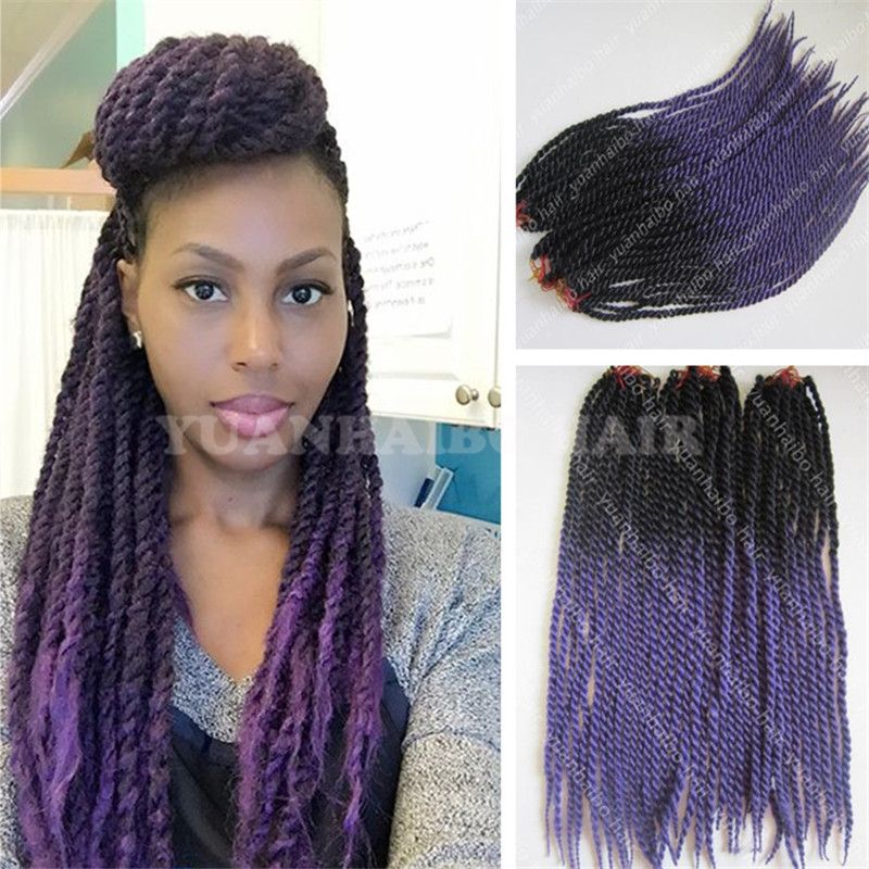 2019 Hot 24inch Black Purple Ombre Senegal Twist Hair Synthetic