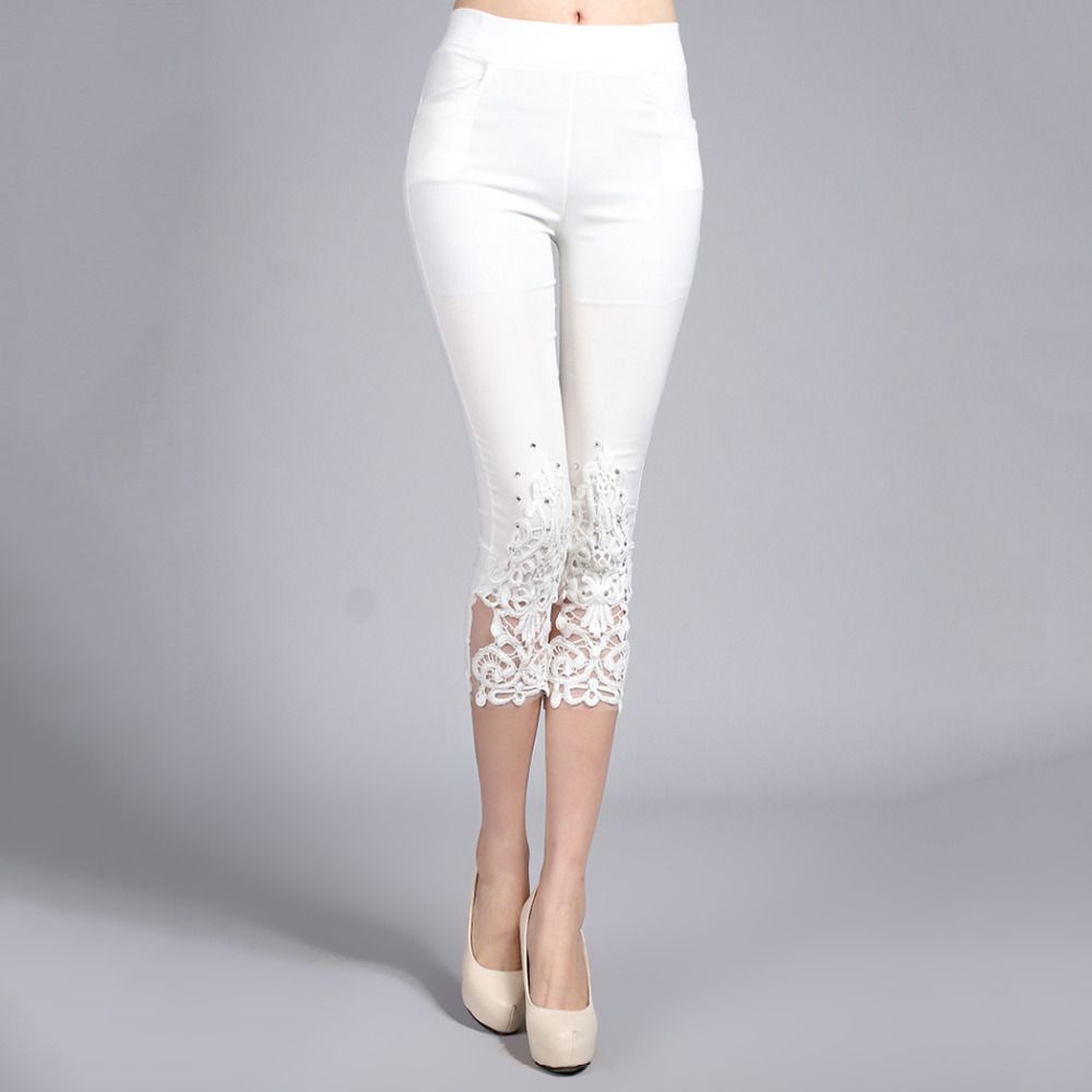 plus size capri leggings with lace