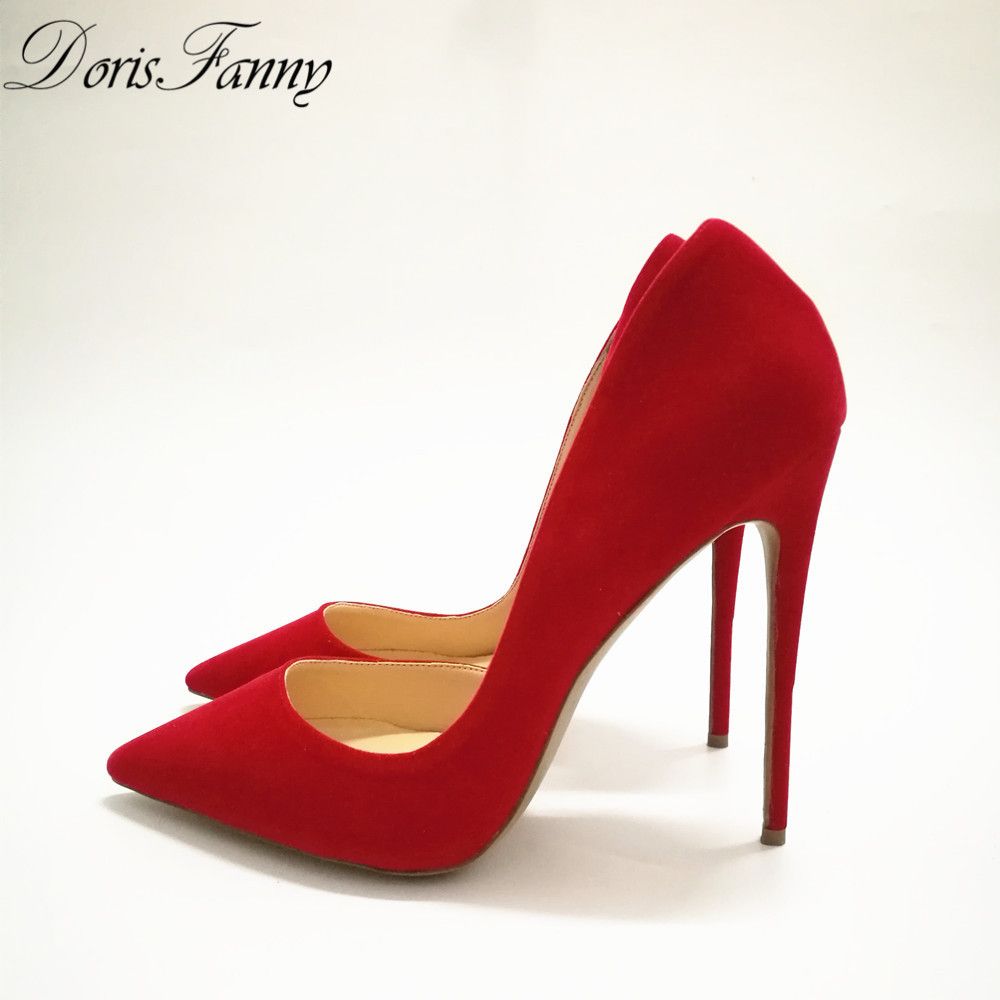 red suede high heels
