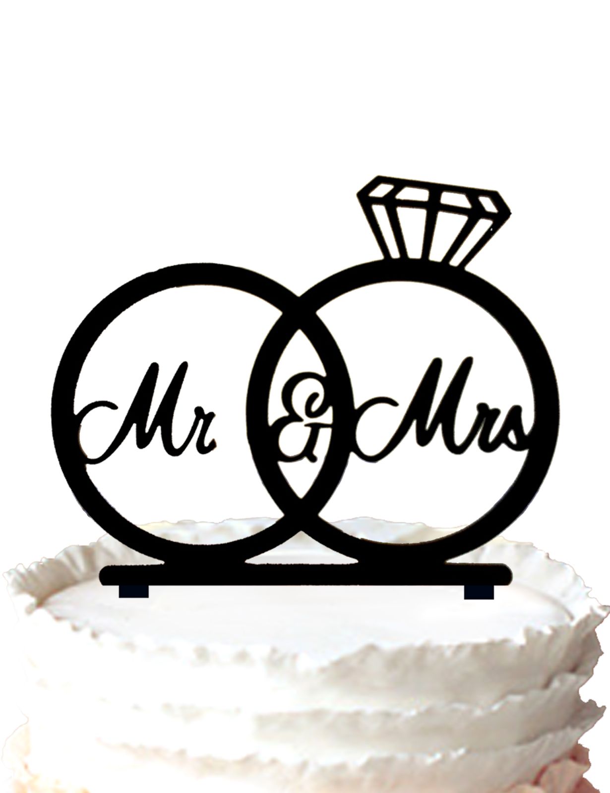 2021 Mr & Mrs Silhouette Wedding Rings Cake Topper,Engagement Rings