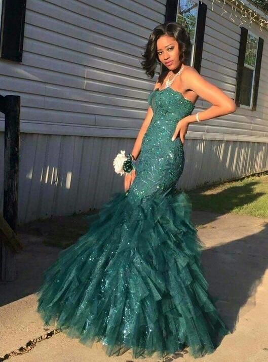 turquoise sequin prom dress