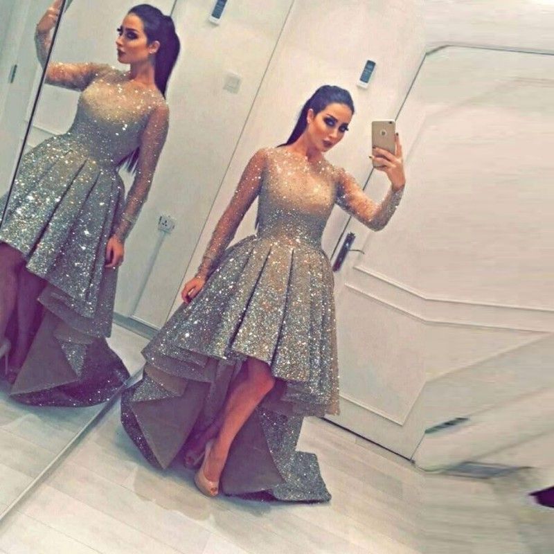silver high low dresses