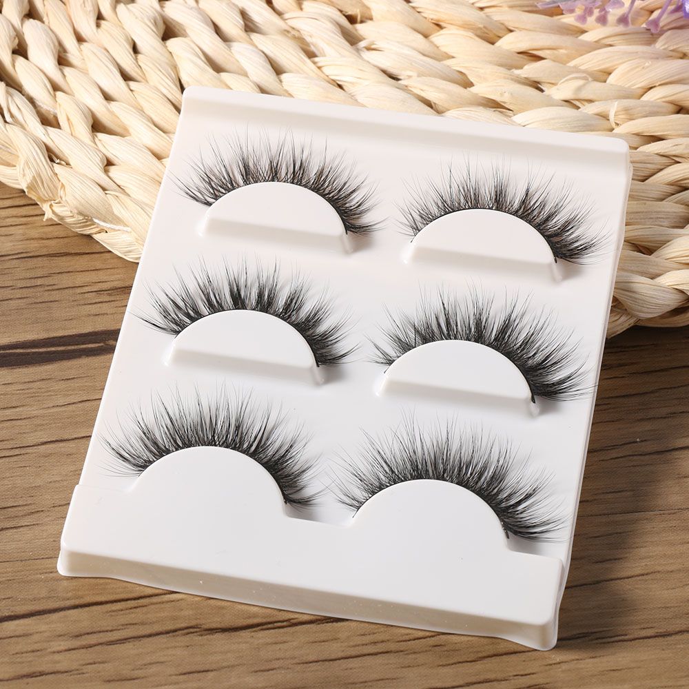 Black 100% Real Mink Natural Cross Long Thick False Eyelashes Eye