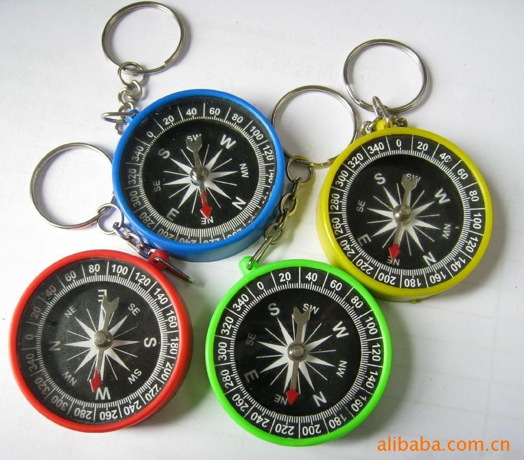 Outdoor 2 in 1 Tire Shape Compass Pendant Keychain Keyring Key Ring Gift Tools 