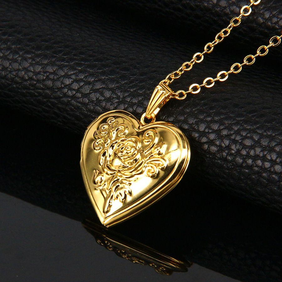 Frank it's beautiful surge Collana a forma di ciondolo con memoria medaglione portafoto moda colore oro romantico cuore amore vintage Frank it's beautiful surge Collana a forma di ciondolo con memoria medaglione portafoto moda colore oro romantico cuore amore vintage