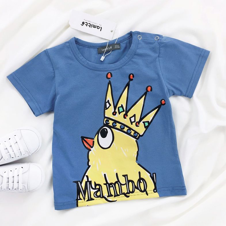 Best And Cheapest T Shirts Summer New Boys And Girls Blue T Shirt Children Clothing Pure Cotton 