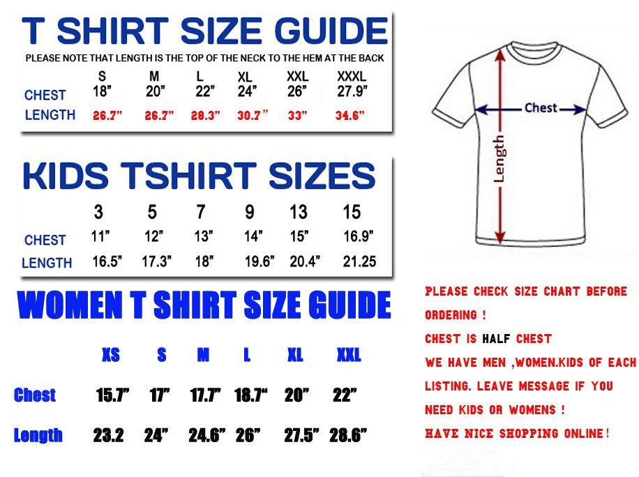 youth t shirt size chart