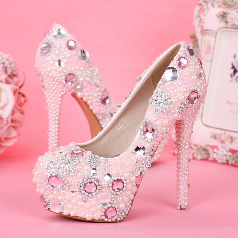 Fancy Pink Pearl Rhinestone Bridal Dress Shoes High Heel Pumps Wedding Shoes For Girls From Kocrystal 98 5 Dhgate Com Fancy Pink Pearl Rhinestone Bridal Dress Shoes High Heel Pumps Wedding Shoes For Girls From Kocrystal 98 5 Dhgate Com
