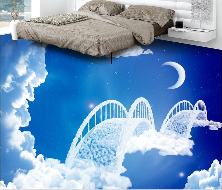 3d Floor Tiles Self Adhesive Wallpaper Custom Star Magpie 3d Floor Tiles Self Adhesive Wallpaper Custom Star Magpie Bridge Wallpapers For Living Room
