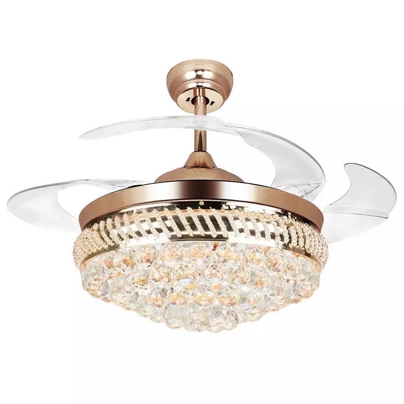 2019 42 Inch Modern Led Crystal Ceiling Fans 42inch Remote Control Chandelier Ceiling Fan Light With 4 Invisible Retractable Blades Pendant Lamp From