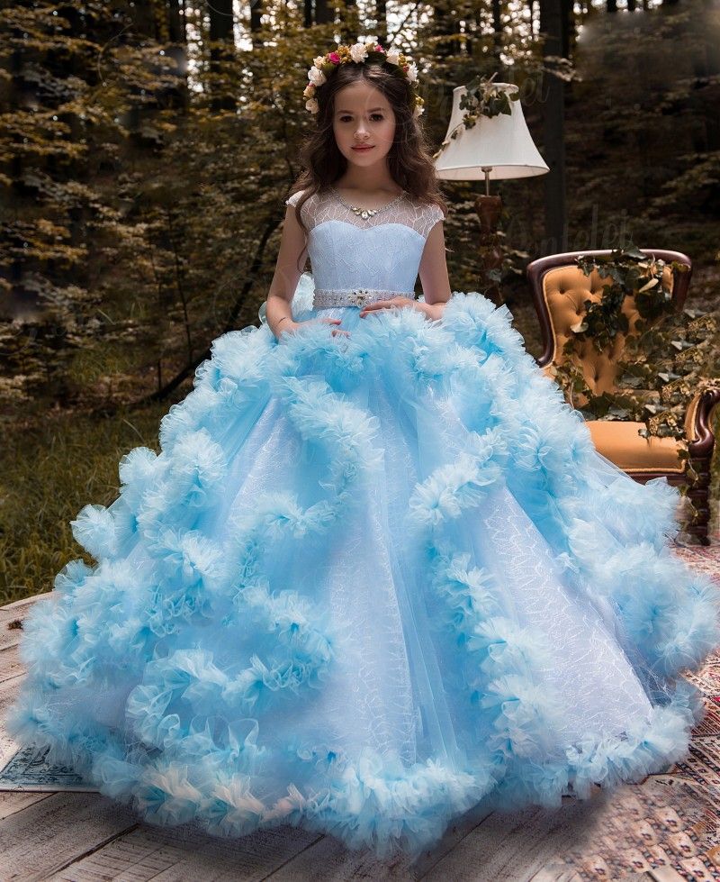 girls blue ball gown