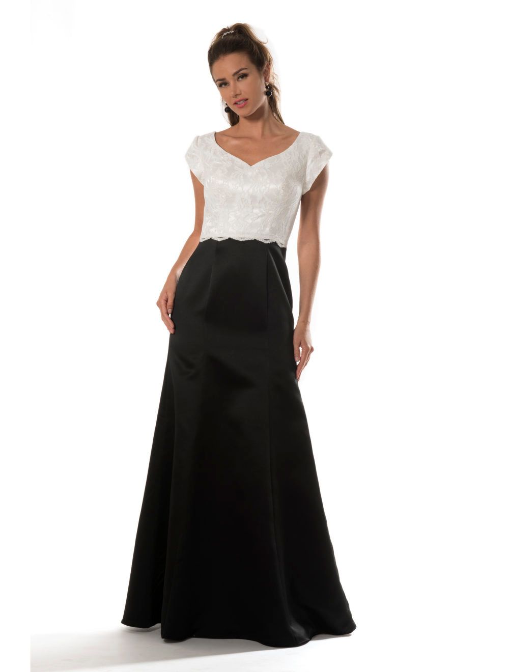 black modest bridesmaid dresses